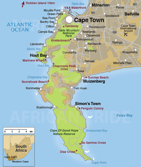Map of Cape Town and Bellville